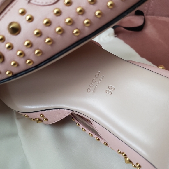 GUCCI Malaga Kid Studded Pointed Toe Unia Flats - Picture 9 of 16